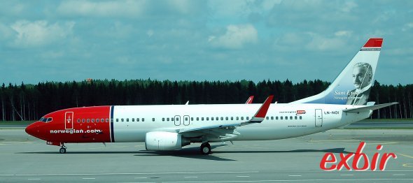 Eine Boeing 737-800 von Norwegian Air Shuttle. Foto: Christian Maskos