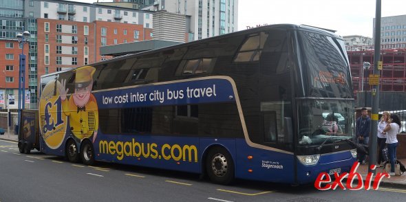 Ein Bus von Megabus in Birmingham. Foto: Christian Maskos