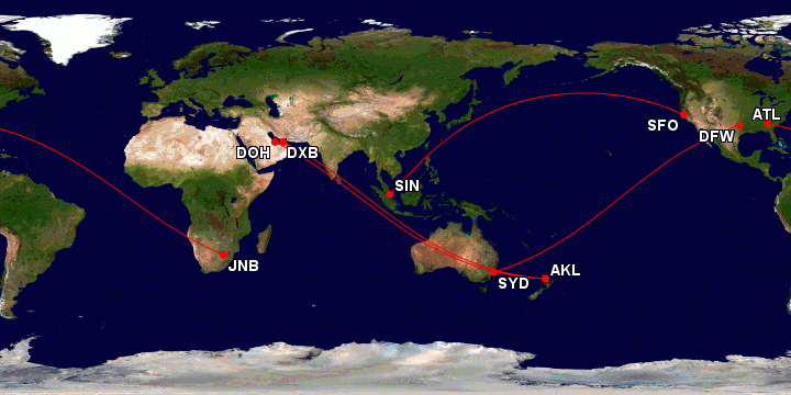 Die 5 längsten Flugstrecken der Welt.