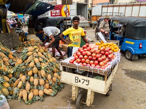 Obst- und Gemüsehändler im hektischen Colombo, SriLanka