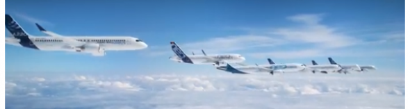 Airbus feierte sein 50-jähriges Bestehen und führte einen Formationsflug durch, an dem Vertreter der Serien-Verkehrsflugzeugfamilien A220, A320, A330, A350 XWB und A380 sowie der BelugaXL des Unternehmens teilnahmen