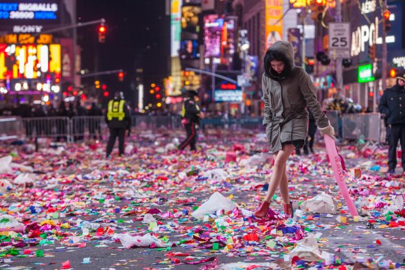 Nach der Party. New Year's Eve Aftermath 2015 New York City